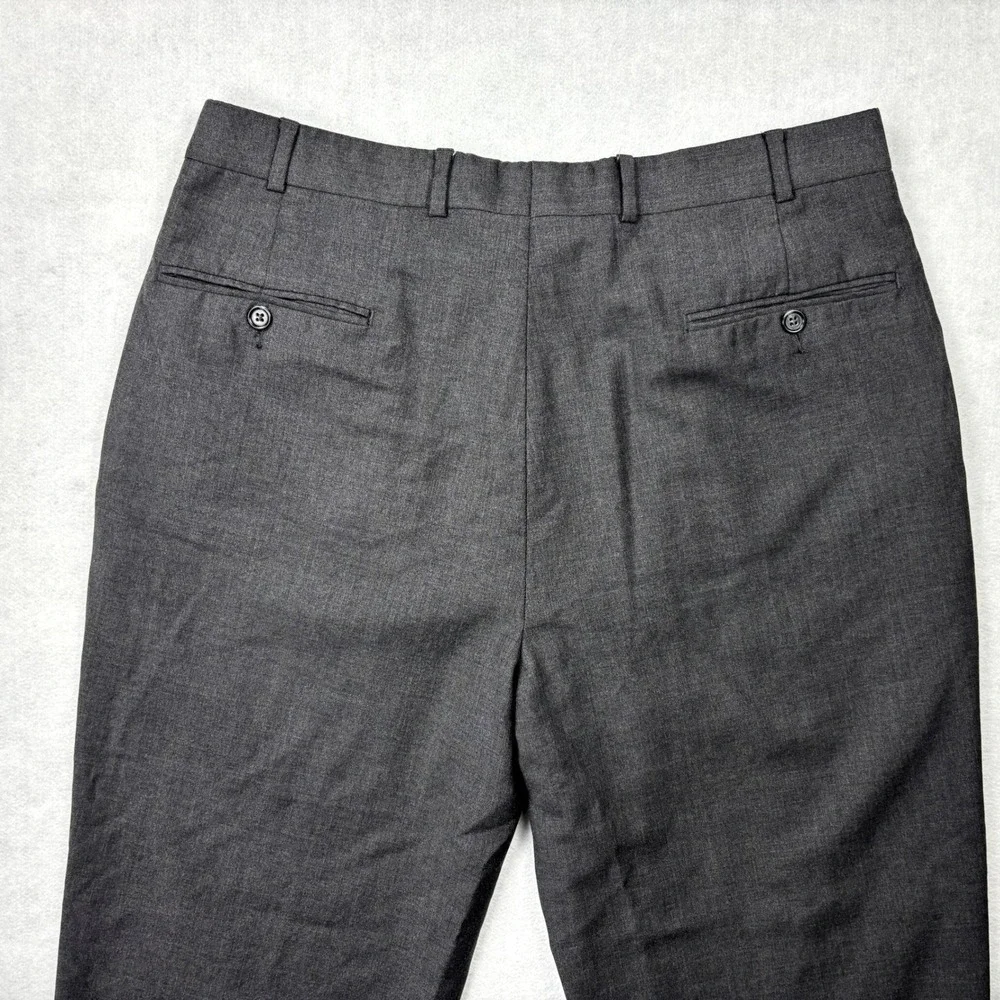 Brooks Brothers Mens Charcoal Gray 100% Wool Pleated Cuffed Dress Pants 35x29